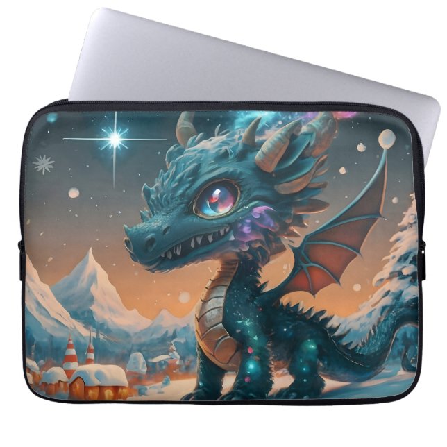 Mystical Chibi Dragon Winter Ligcape Laptop Fodral (Framsidan)