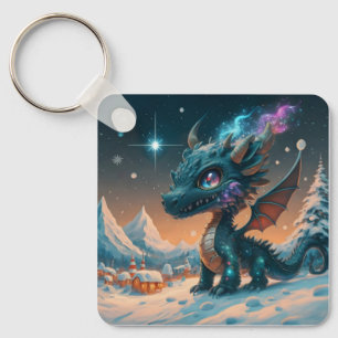 Mystical Chibi Dragon Winter Ligcape Nyckelring