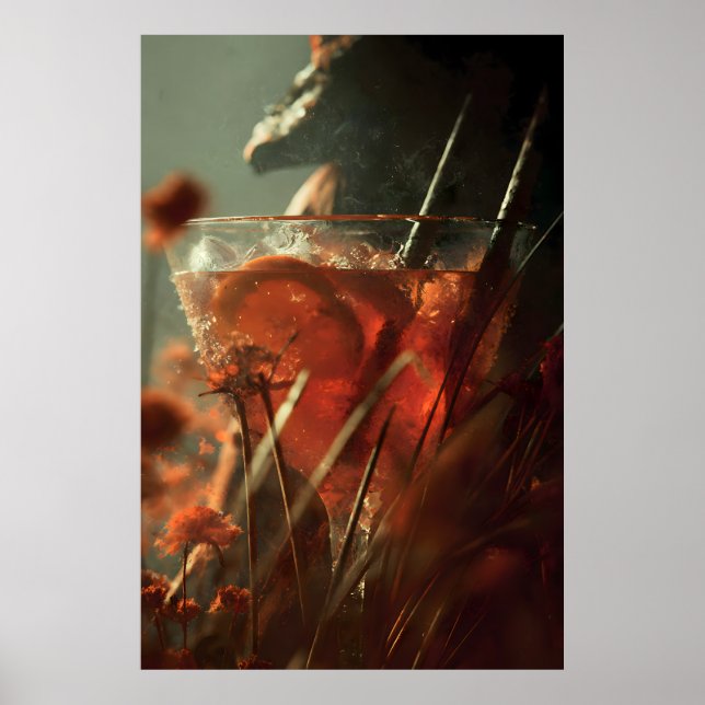 Mystical Citrus Cocktail – Dark Botanical Art Prin Poster (Framsidan)