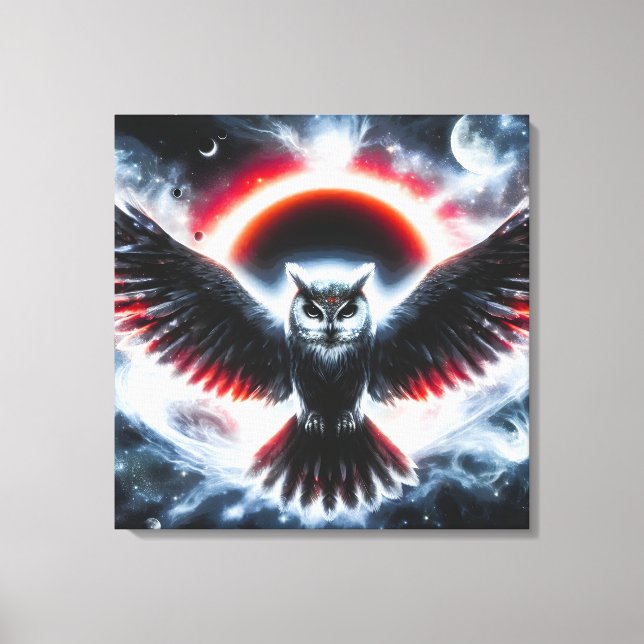 Mystical Cosmic Celestial Owl Canvastryck (Framsida)