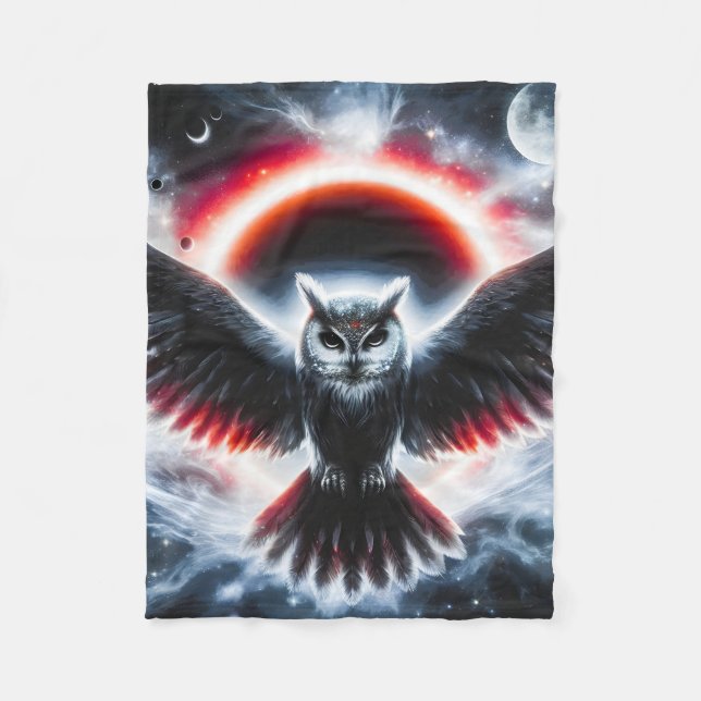 Mystical Cosmic Celestial Owl Fleecefilt (Framsidan)