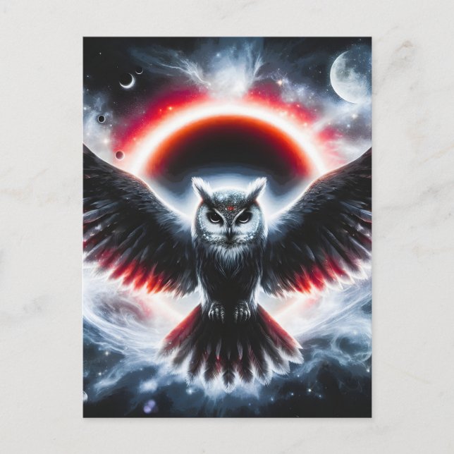 Mystical Cosmic Celestial Owl Helg Vykort (Framsida)