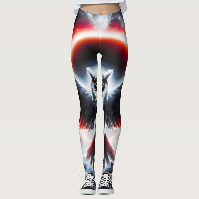 Mystical Cosmic Celestial Owl Leggings (Framsida)