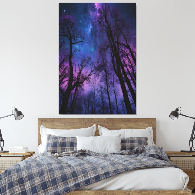 Mystical Cosmic Forest Canvas Wall Art - Dreamy (Insitu (sovrum))