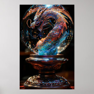 Mystical Crystal Boll med Dragon Soul Print Poster