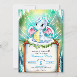 Mystical Cute Dragon Birthday Inbjudningar