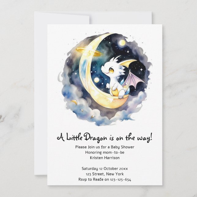 Mystical Dragon Baby Shower Inbjudningar (Framsida)