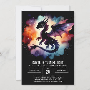 Mystical Dragon Birthday Editable Inbjudningar