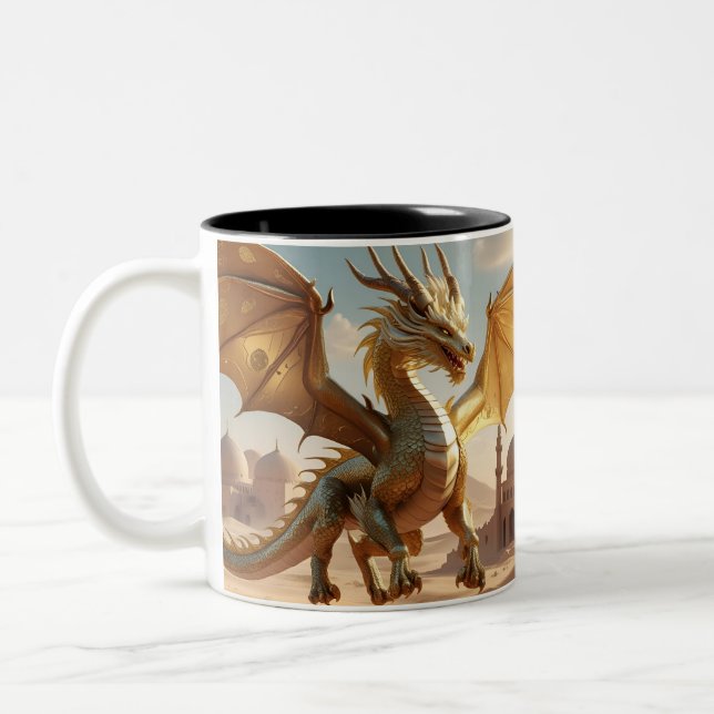 Mystical Dragon in Desert - Fantasy Mugg Design (Vänster)