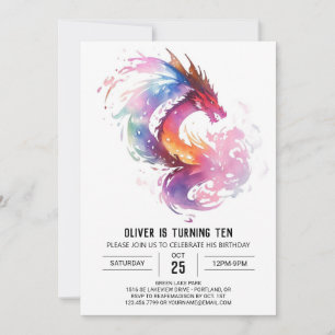 Mystical Dragon Printable Birthday Inbjudningar