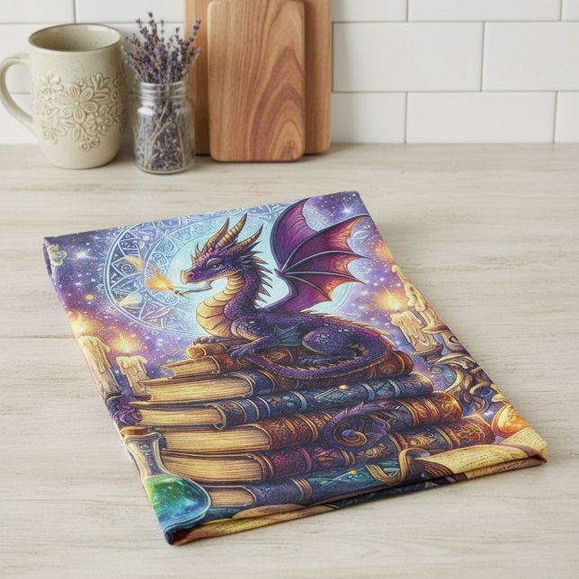 Mystical Dragon Wizard Books Kökshandduk (Skapare uppladdad)