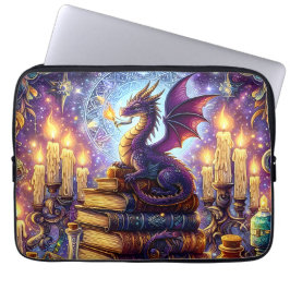 Mystical Dragon Wizard Books Laptop Fodral