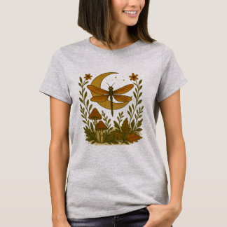 Mystical Dragonfly Måne shirt - Celestial Woodland T Shirt