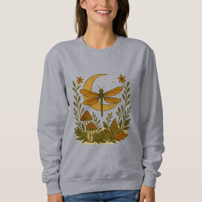 Mystical Dragonfly Måne Shirt - Celestial Woodland T Shirt (Framsida)