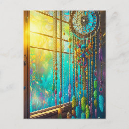 Mystical Dreamcatcher i Windows Lila Grönt Vykort