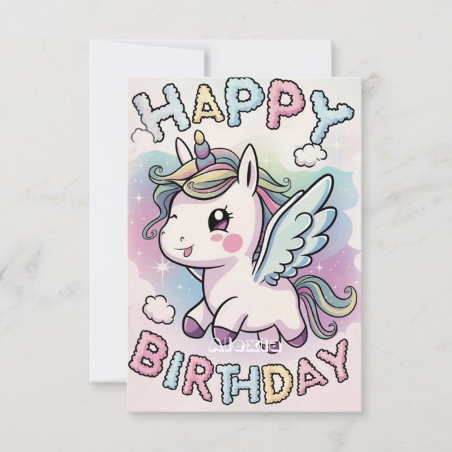Mystical Dreamy Unicorn Birthday Kort (Framsida)