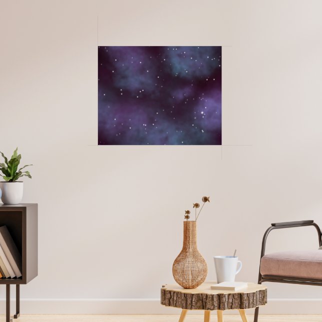 Mystical Dusty Violet Galaxy Poster (Vardagsrum 3)