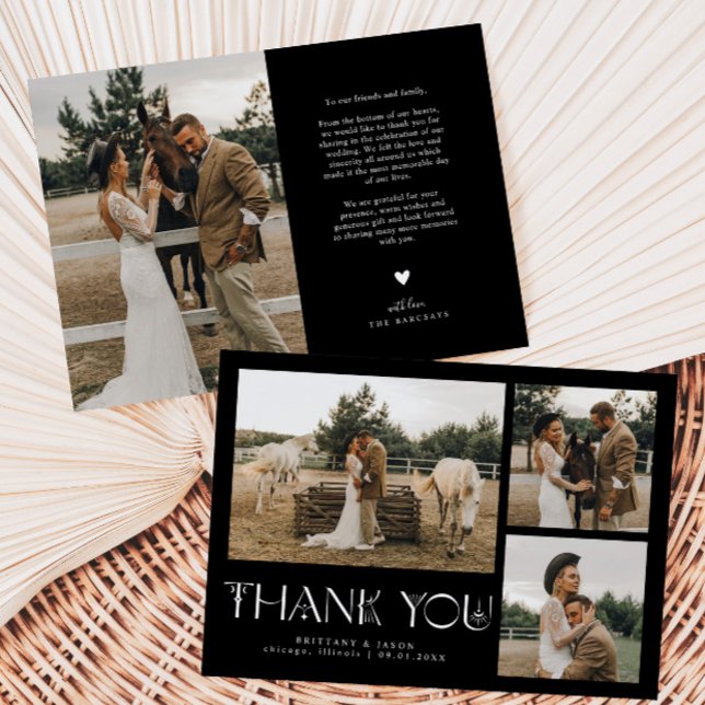 Mystical Elegance Photo Collage Bröllop Black Tack Kort (Skapare uppladdad)