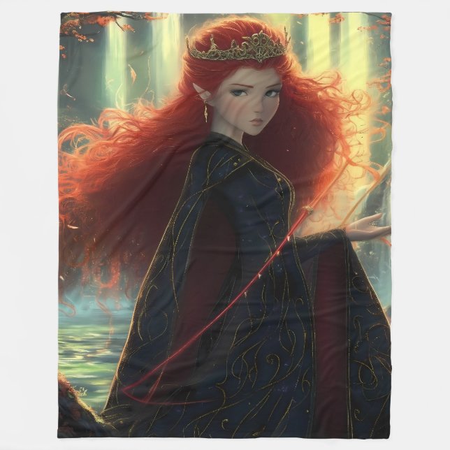 Mystical Elf i Fantasy Forest Fleecefilt (Framsidan)