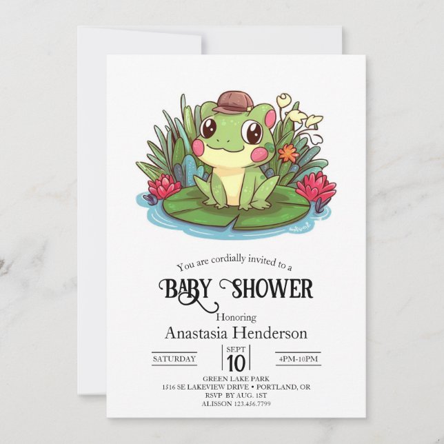 Mystical Enchanted Frog Baby Shower Inbjudningar (Framsida)