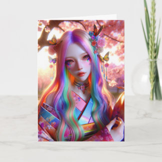 Mystical Etheral Woman med Butterflies Birthday Kort
