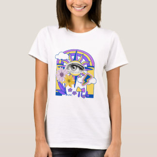 Mystical Eye Rainbow Arch Färgglad Boho Blomma T Shirt