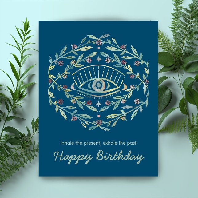 Mystical Eye Roses Inspirerande Grattis på födelse Vykort (Mystical Eye Roses Inspirational  meditation yoga Happy Birthday custom Postcard
)