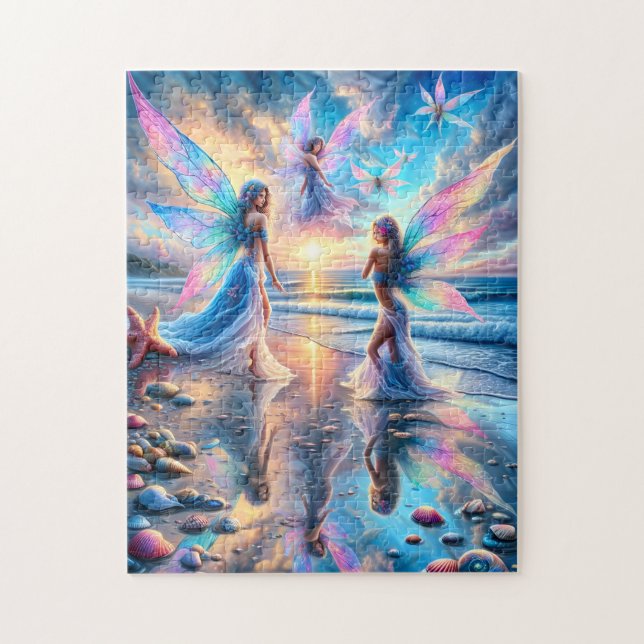 Mystical Fairies Beach Enchanted Seascape Pussel (Vertikal)