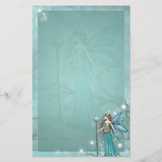 Mystical Fairy Fantasy Art Teal Brevpapper (Framsida)