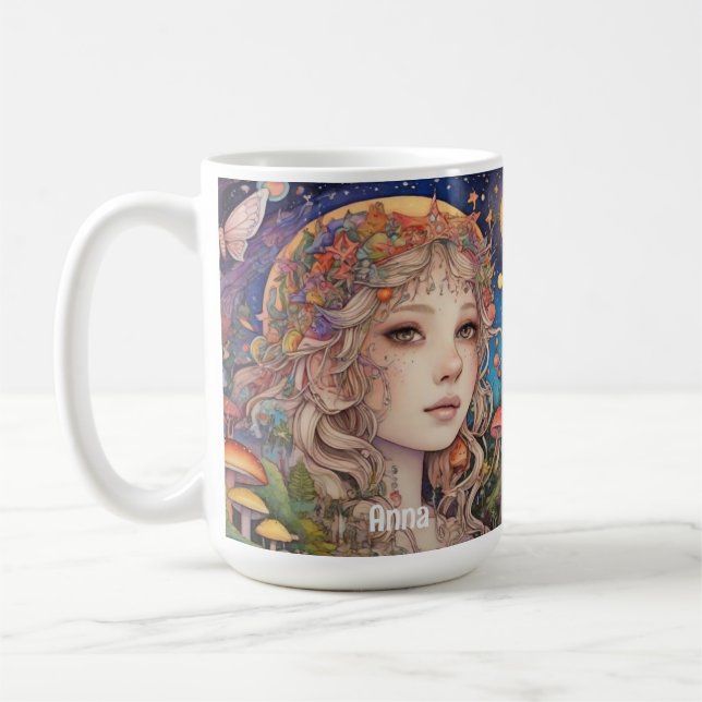 Mystical Fantasy Girl - Anpassningsbar Magic Kaffemugg (Vänster)