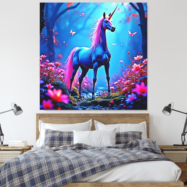 Mystical Fantasy Unicorn Art Canvastryck (Insitu (sovrum))