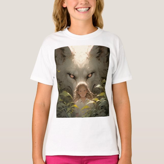 Mystical Fantasy Varg Guardian Anime T Shirt (Framsida)