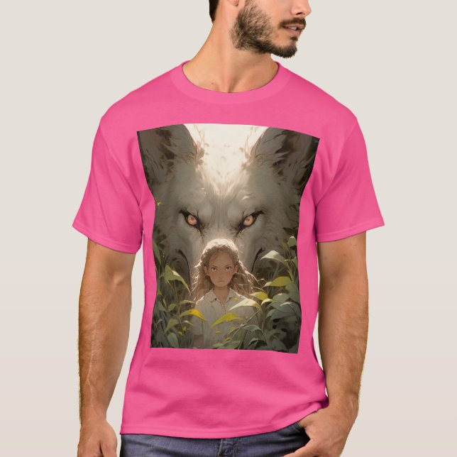 Mystical Fantasy Varg Guardian Anime T Shirt (Framsida)