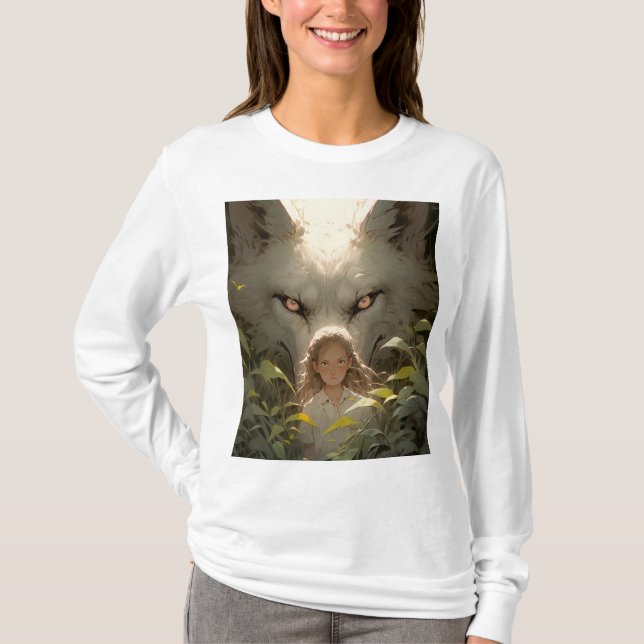 Mystical Fantasy Varg Guardian Anime T Shirt (Framsida)