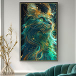 Mystical Feline Poster<br><div class="desc">Lägg er i det fantastiska Kattdjuret poster, där en magisk kattes förtrollning fångas i en symfoni av shimmering framkallar nyanser och glans åt guld. Denna fängslande teckning visar den stora varelsen i ett eterskt ljus, där päls vrider sig in i natten som flytande jade, försedd med gyllene gnäckor som verkar...</div>