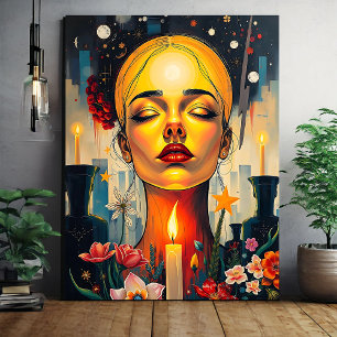 Mystical Female Ansikte Canvastryck