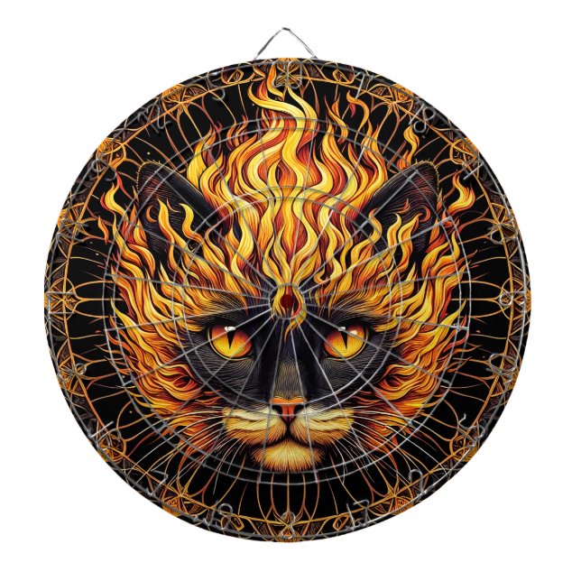 Mystical Fire Cat Mandala Design Darttavla (Framsidan)