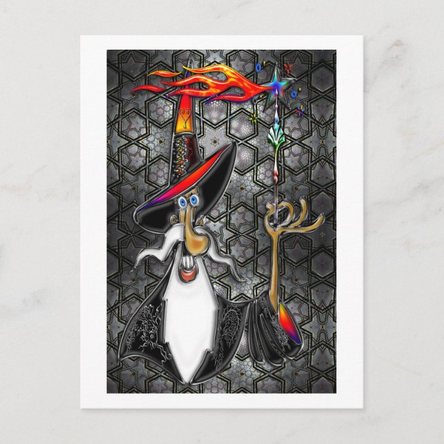 Mystical Fire Wizard Magician Vykort (Framsida)