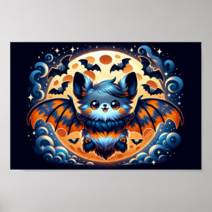 Mystical Fladdermus Guardian: Halloween Art Print Poster