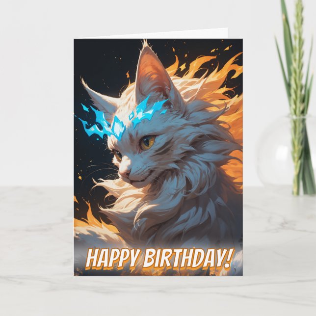 Mystical Flame Cat Familiar Kort (Framsida)