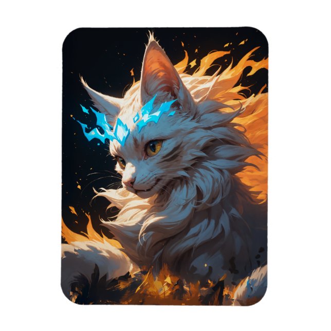 Mystical Flame Cat Familiar Magnet (Vertikal)