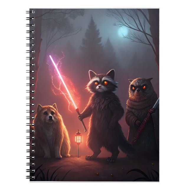 Mystical Forest Battle Animals Art Anteckningsbok (Framsidan)