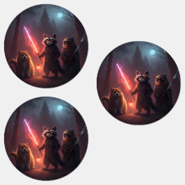 Mystical Forest Battle Animals Art Klistermärke