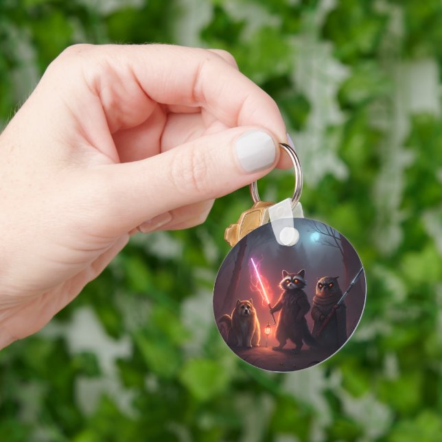 Mystical Forest Battle Animals Art Nyckelring (Hand)