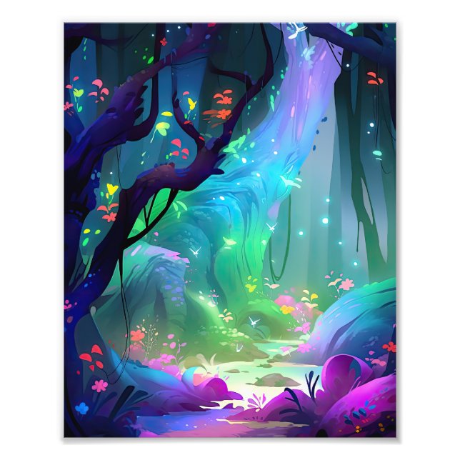 Mystical Forest Celestial Blue Night Himlar Fototryck (Framsidan)