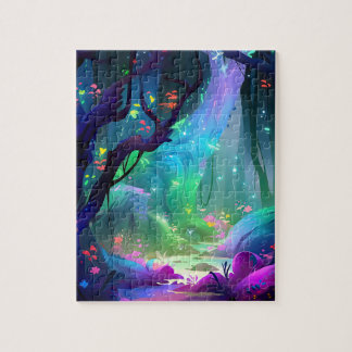 Mystical Forest Celestial Blue Night Himlar Pussel