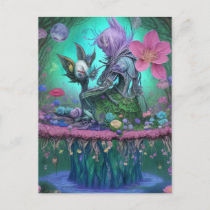 Mystical Forest Creat- Surrealist Girl Vykort