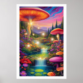 Mystical Forest Giant MushRums Fantasy Art Poster