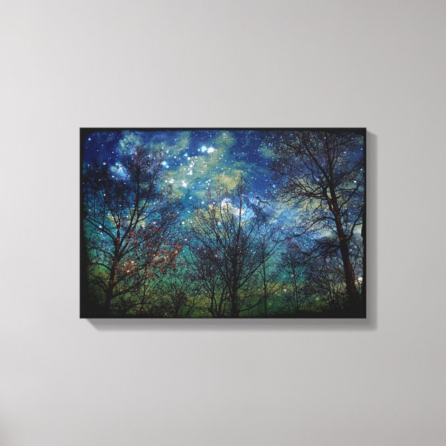 Mystical Forest Nature Stars Celestial 12x18 Canvastryck (Framsida)