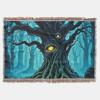 Mystical Forest Öga Träd Art Filt